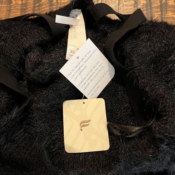 Fabletics Dress Womens XL Black Fuzzy Sweater Bodycon Strappy Knit Cozy Party - Picture 7 of 9